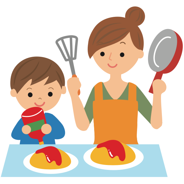 Cooking with mother