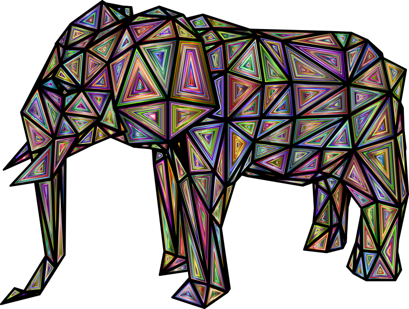 An Elephant Silhouette With Chromatic Pattern