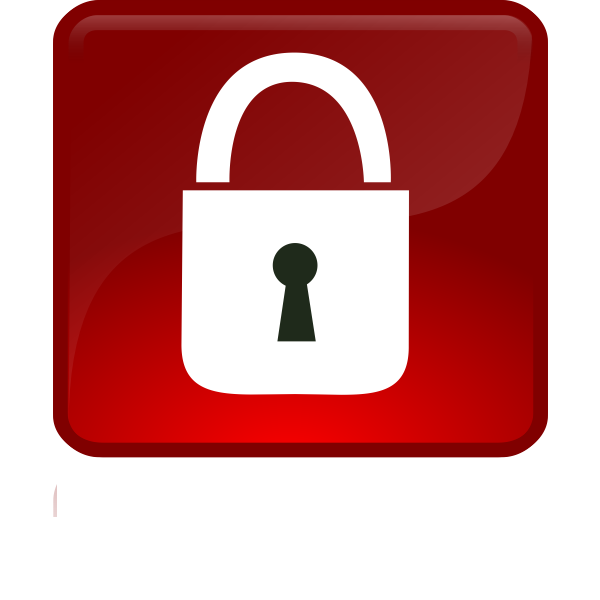 Closed lock in red button vector drawing