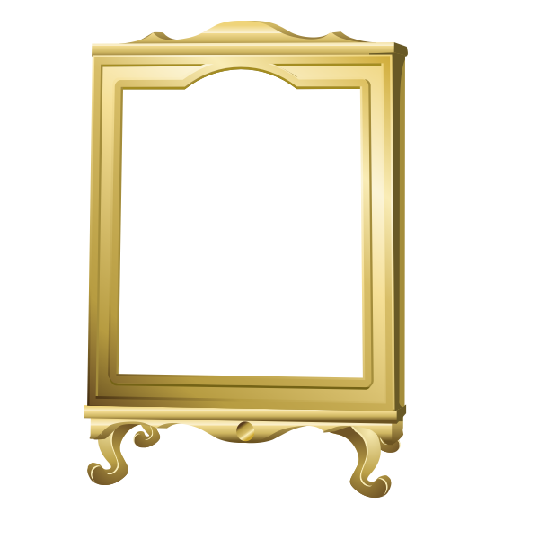 Vector graphics of freestanding mirror with wooden frame