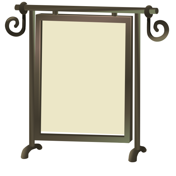 Self-standing mirror with brown frame vector clip art