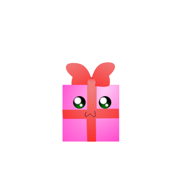 Vector illustration of humanoid pink gift box