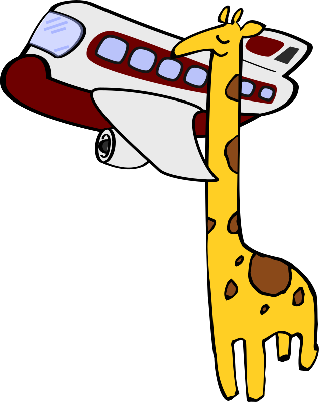 Giraffe Looking into an Airplane