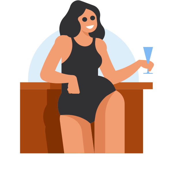 Woman in Swimsuit by a Bar