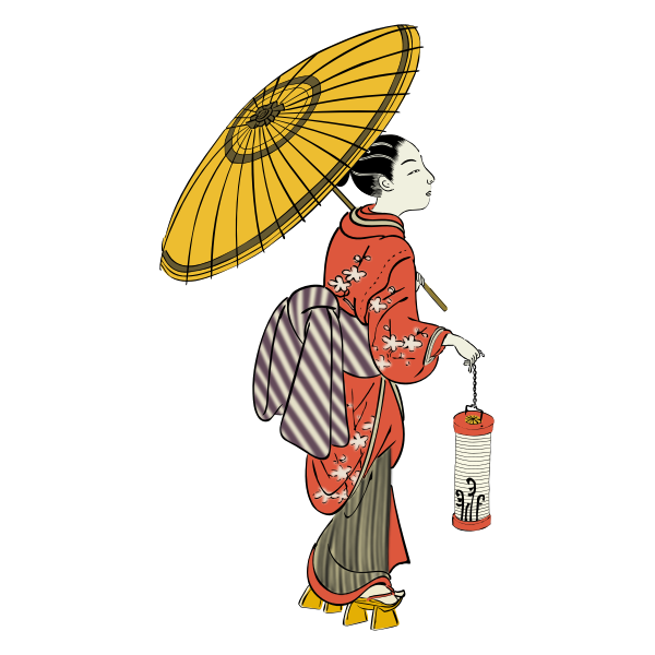 Japanese girl with lantern vector image