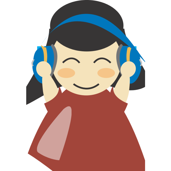 Girl with headphones vector image | Free SVG