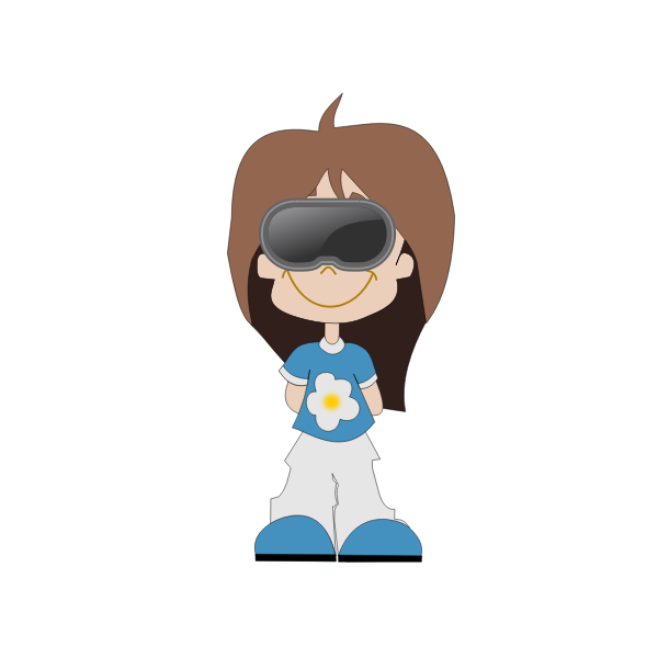Girl with VR goggles cartoon