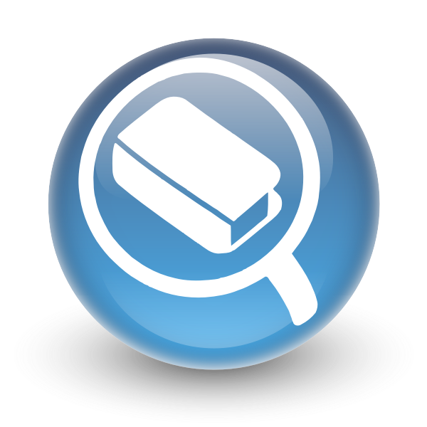 Vector image of round glossy search icon