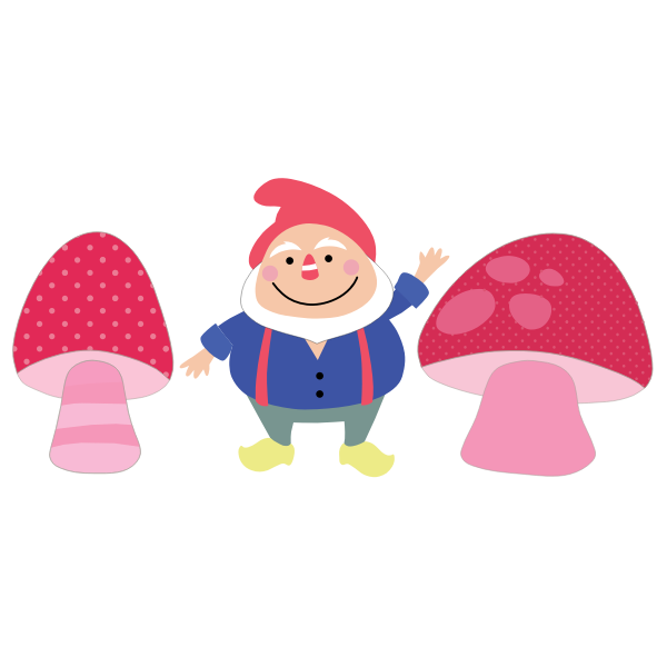 gnome and mushrooms