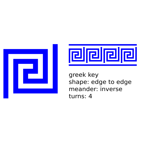 edge to edge 4 turns greek key, inverse meandre, with lines