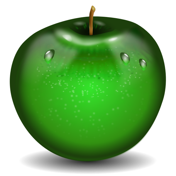 Vector illustration of photorealistic green wet apple