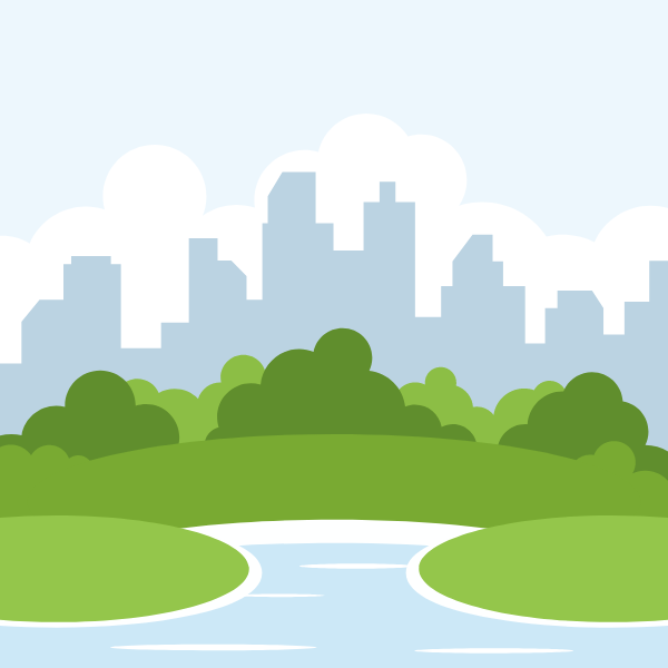 Green park with a lake