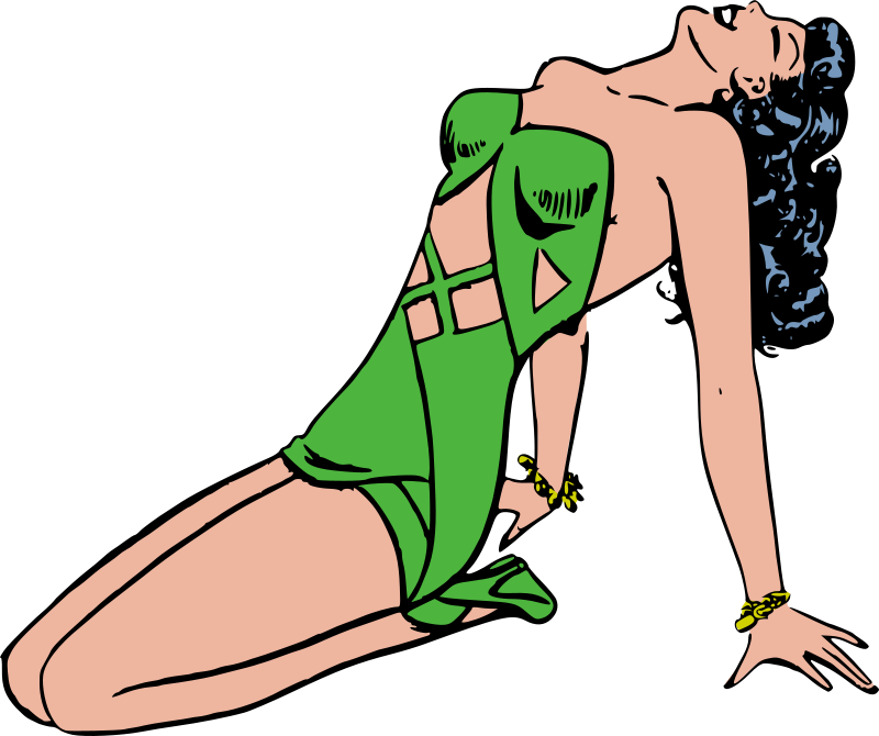 Woman in green swimsuit