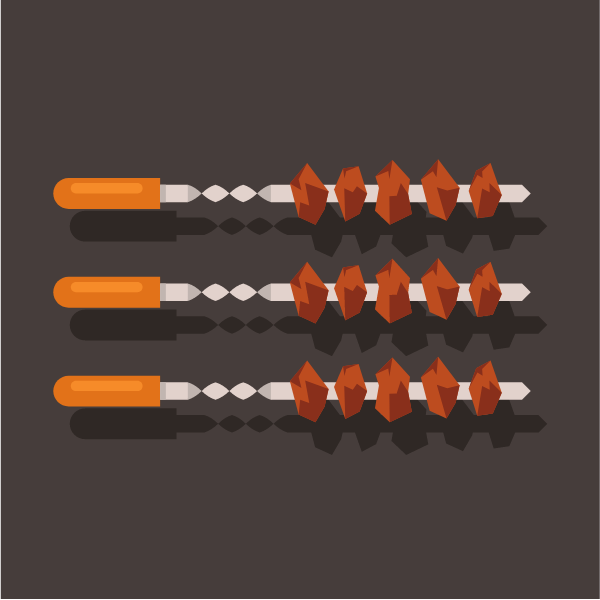 Grilled cubes of meat