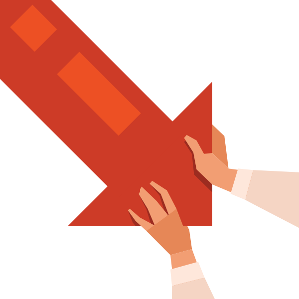 Hands pushing back an arrow