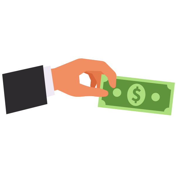 A hand offering a dollar banknote