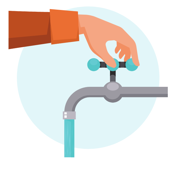 Hand on the water tap