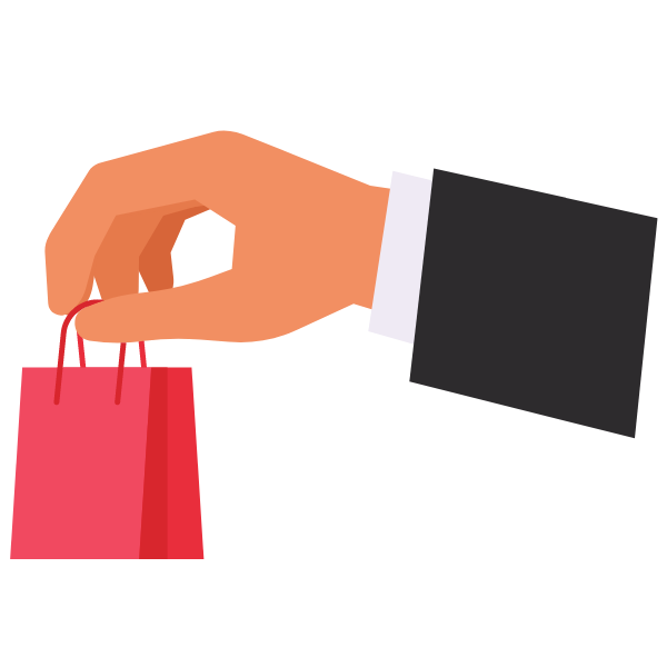 A hand is holding a shopping bag