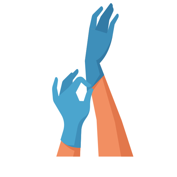 Hands with medical gloves