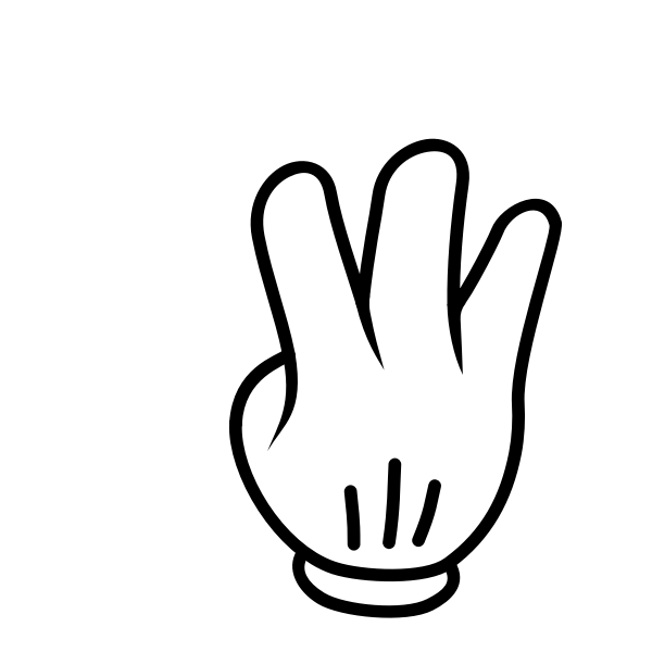 Vector drawing of a glove with three fingers up