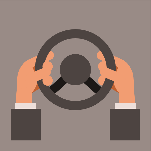 Hands on the steering wheel