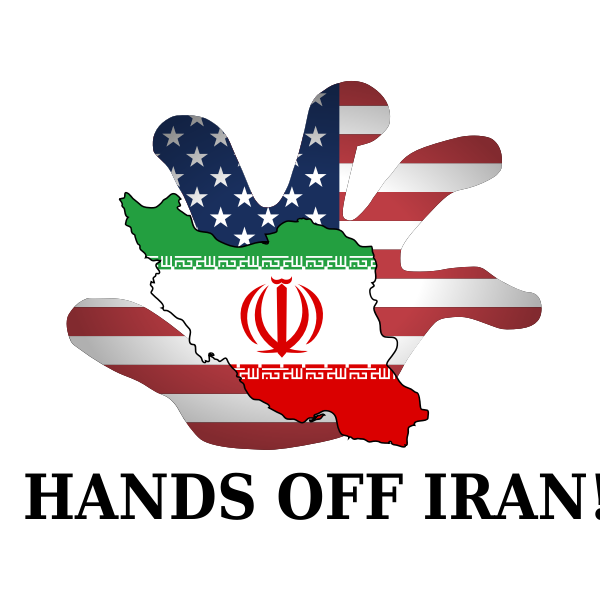 Hands Off Iran poster vector image