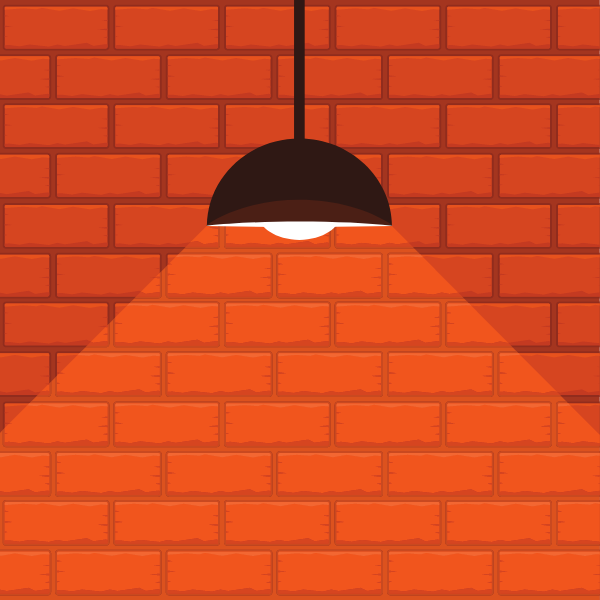 Hanging lamp and brick wall