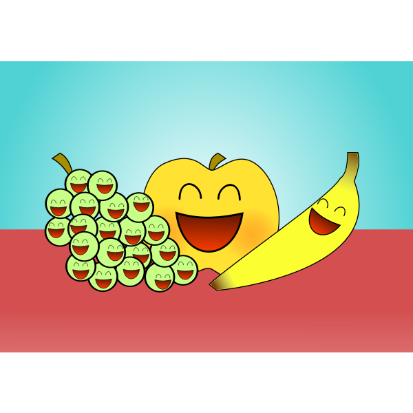 Vector graphics of happy fruits