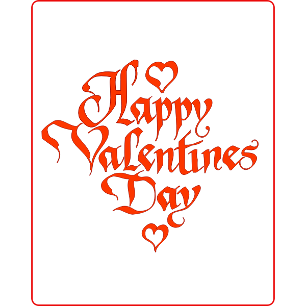 Happy Valentines's sign in a winding font vector drawing