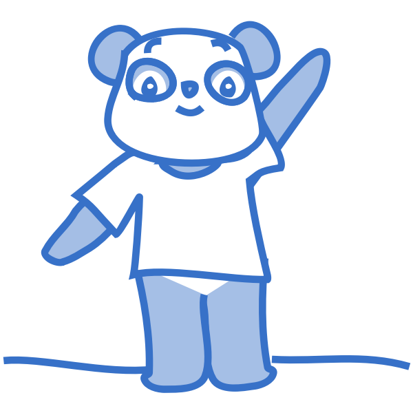 Vector image of happy Panda cartoon character in pastel blue