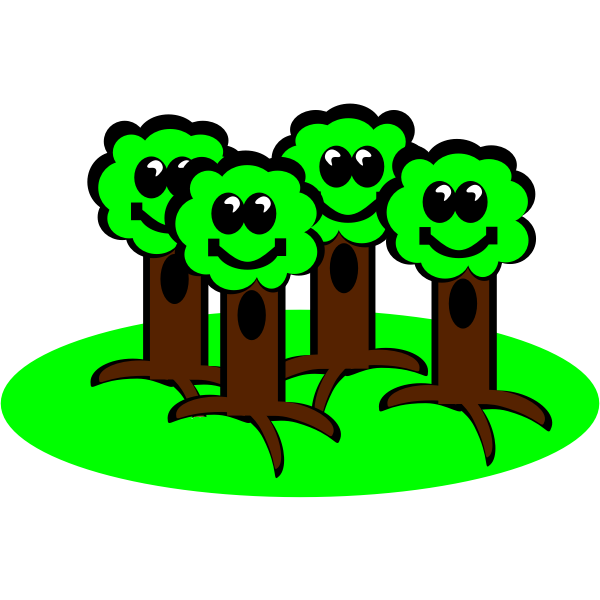 Happy trees smiling vector drawing