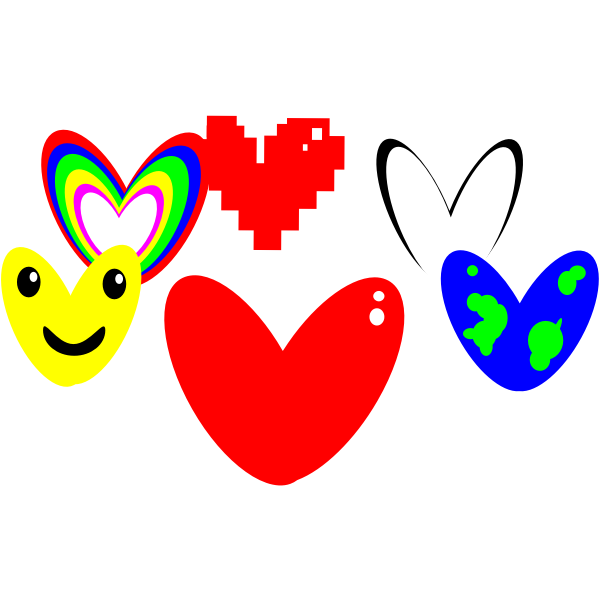 Set of hearts vector drawing