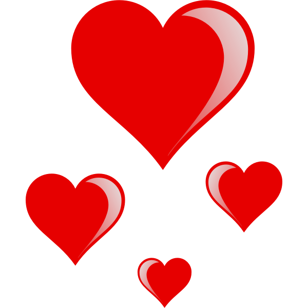 Vector drawing of  glossy hearts