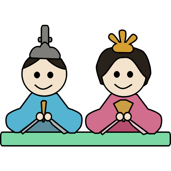 Vector clip art of male and female doll in Japan