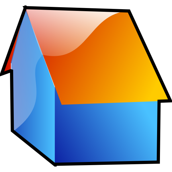 Vector image of blue shiny house with an orange roof