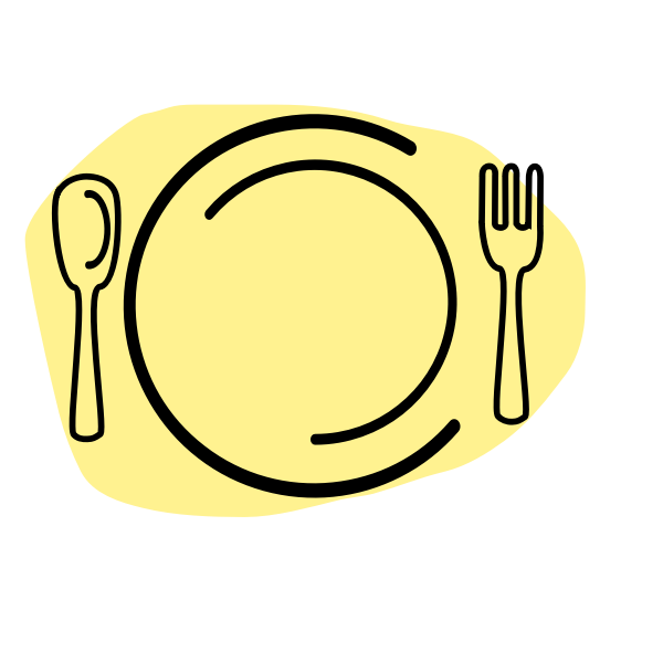 Vector illustration of dinner plate with spoon and fork
