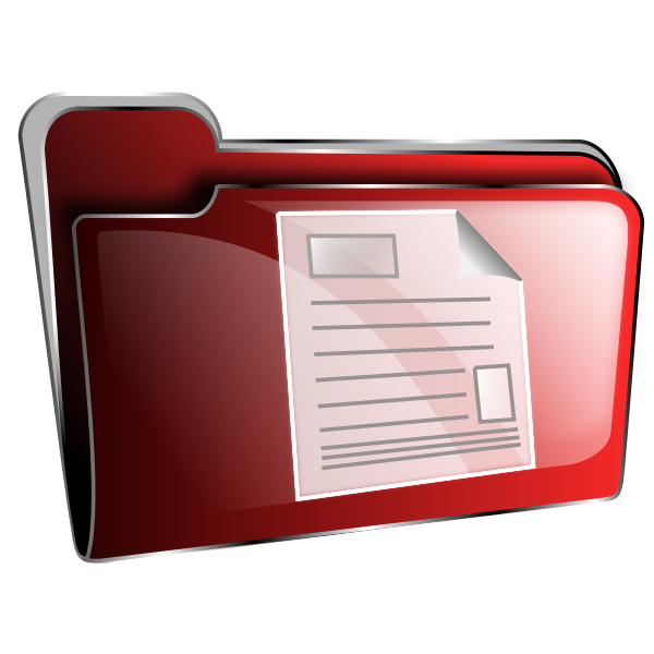 Vector drawing of red plastic folder with document icon