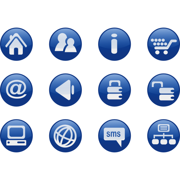 Blue round web design icons vector image