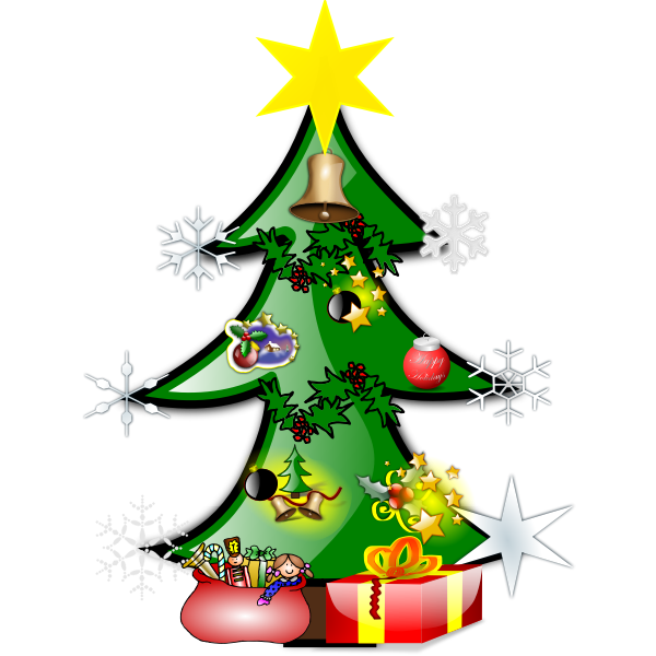 Colorful Christmas tree vector graphics | Free SVG
