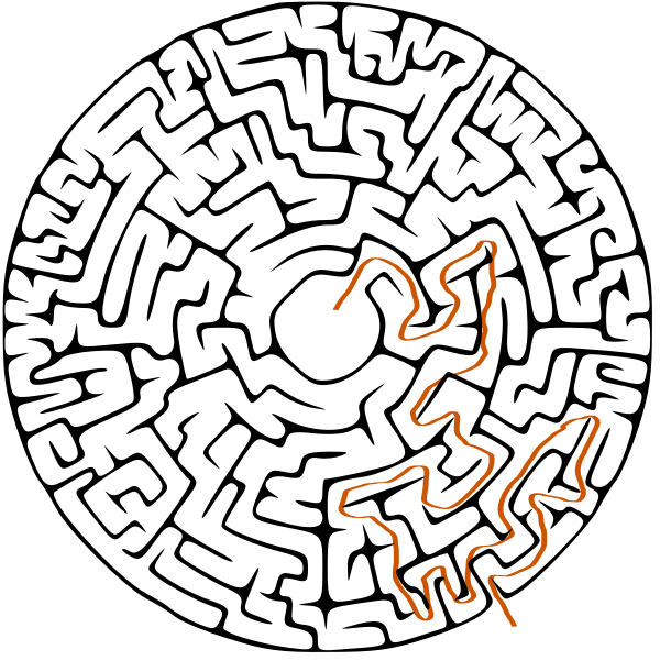 Circular maze with solution | Free SVG