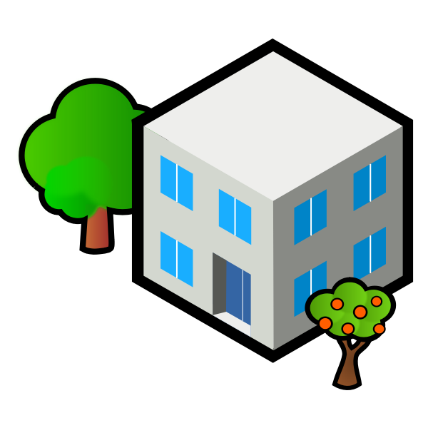 Vector image of square grey house