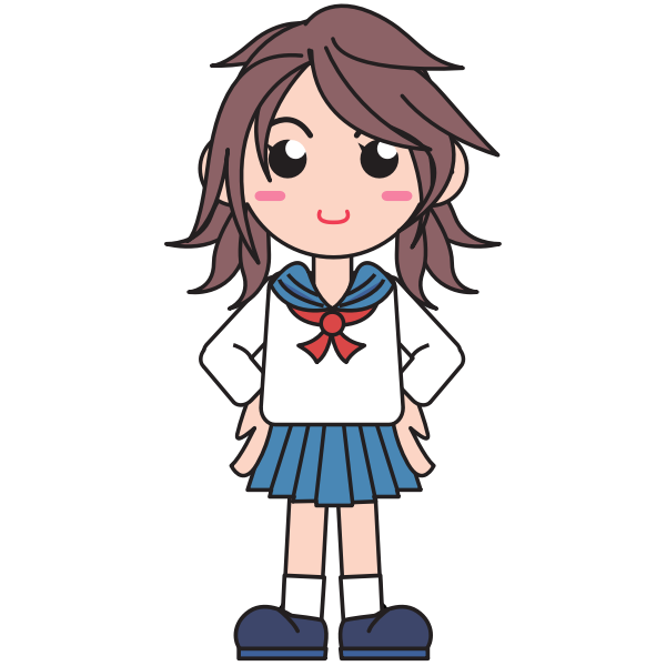 Japanese school girl vector image | Free SVG