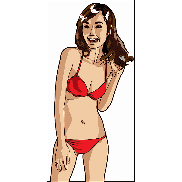 Asian red bikini