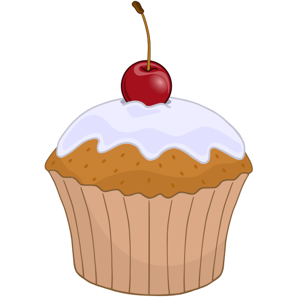 Colorful muffin with cherry on top vector graphics