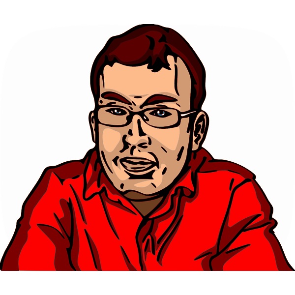 Vector illustration of man with glasses and red shirt