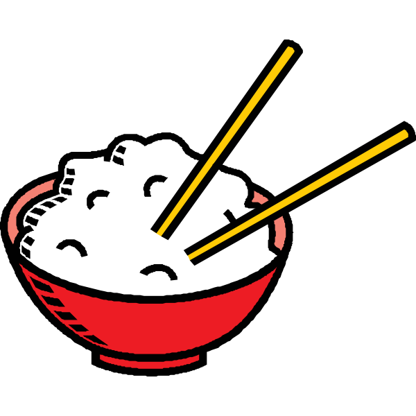 Bowl of rice with chopsticks vector clip art | Free SVG
