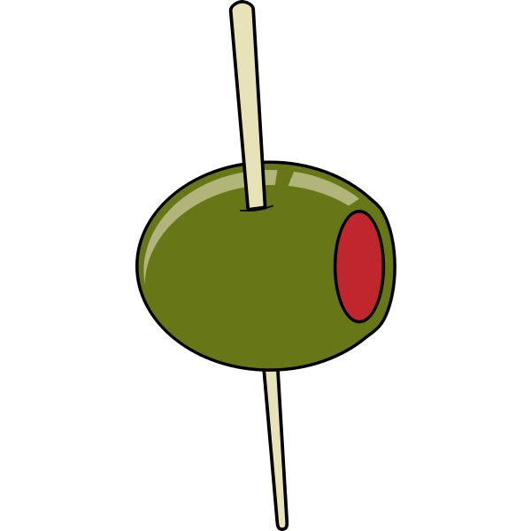 Green olive on a toothpick vector