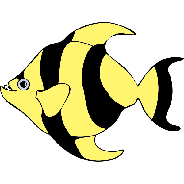 Yellow and black striped fish vector drawing