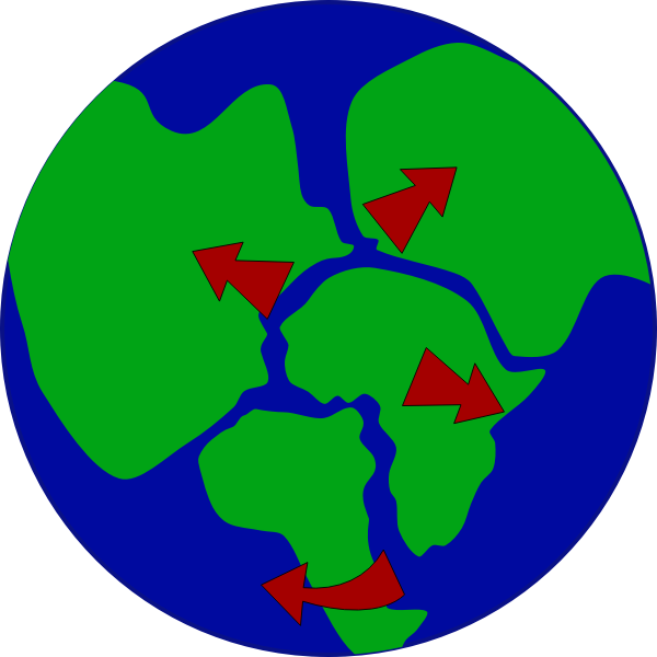 Earth with continents breaking up
