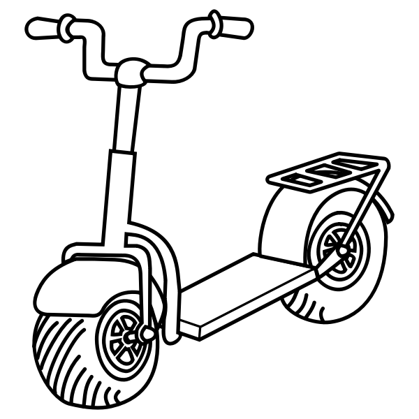 Line art vector image of kick scooter